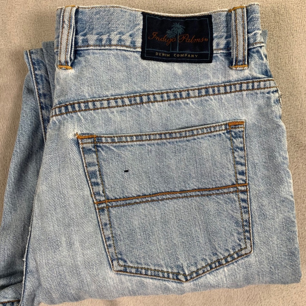 Indigo Palms Jeans Mens 34x30* Light Wash Blue Classic Fit Straight Leg Denim